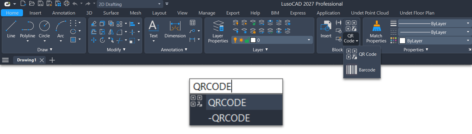 QR Command in LusoCAD